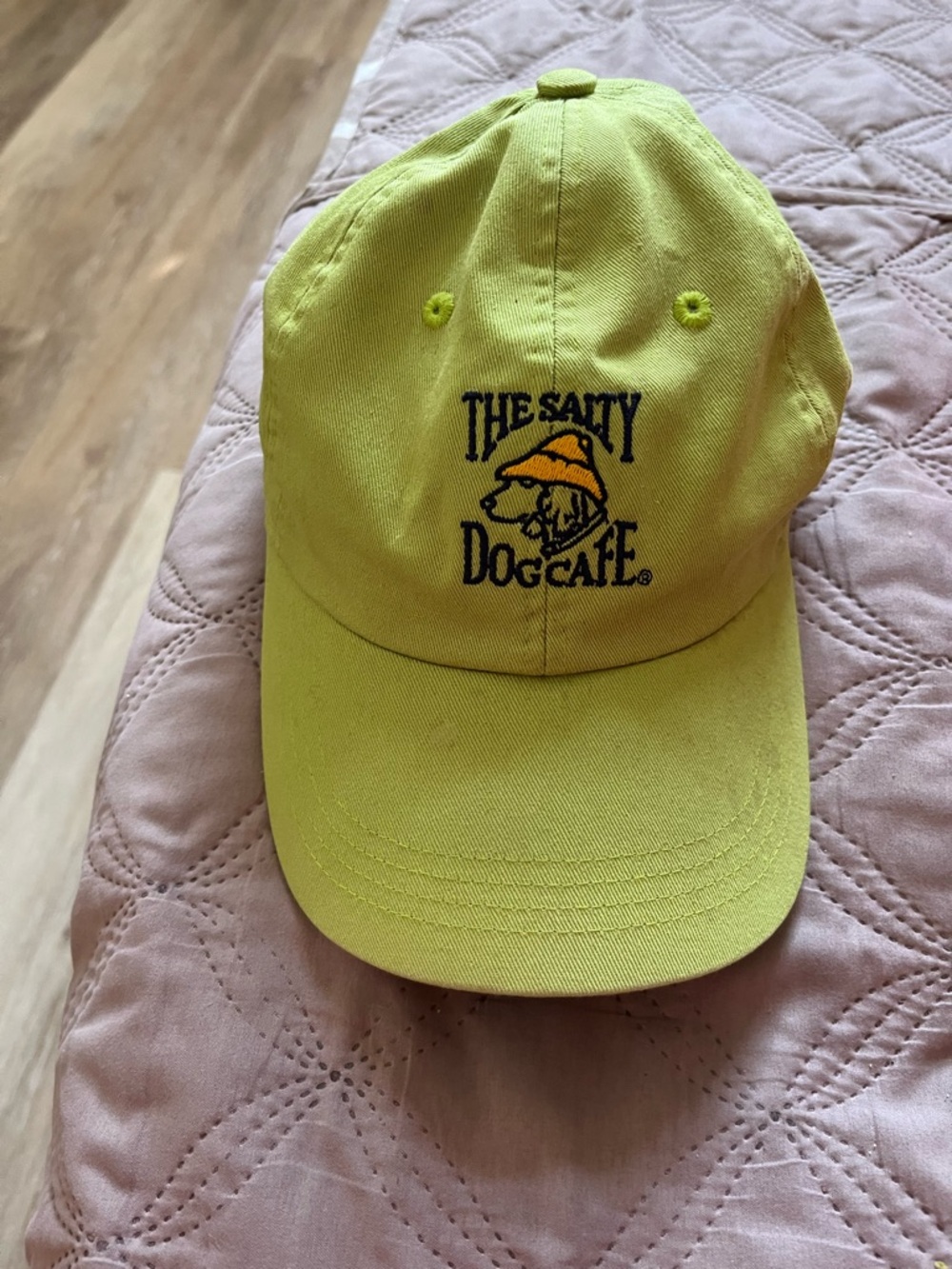 The Salty Dog Cafe Embroidered Logo Baseball Cap - Lime Yellow